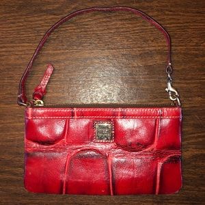 Dooney & Bourke red crocodile patterned wristlet